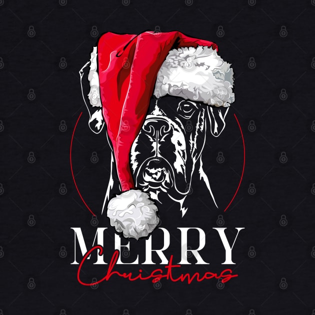 Santa Boxer Dog Merry Christmas dog by wilsigns